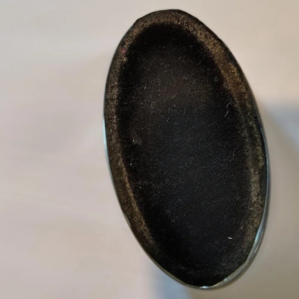 Vtg Italian Oval Floral Paper Weight Romantic Dark Moody Black Pink Felt Bottom